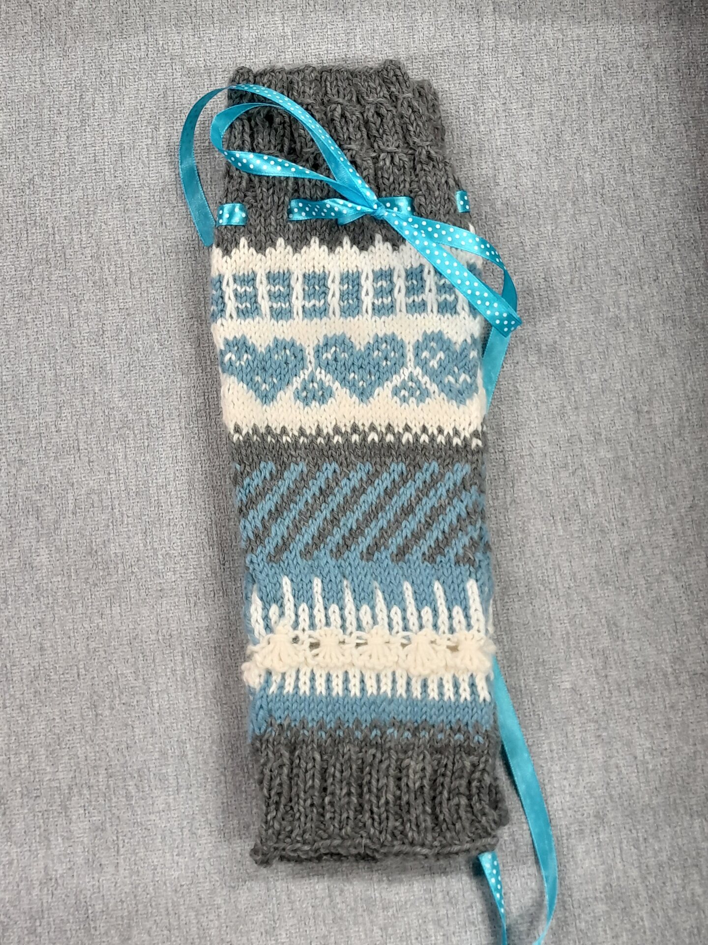 NannakoiKnits Säärystimet Harmaa-farkku-valkoinen