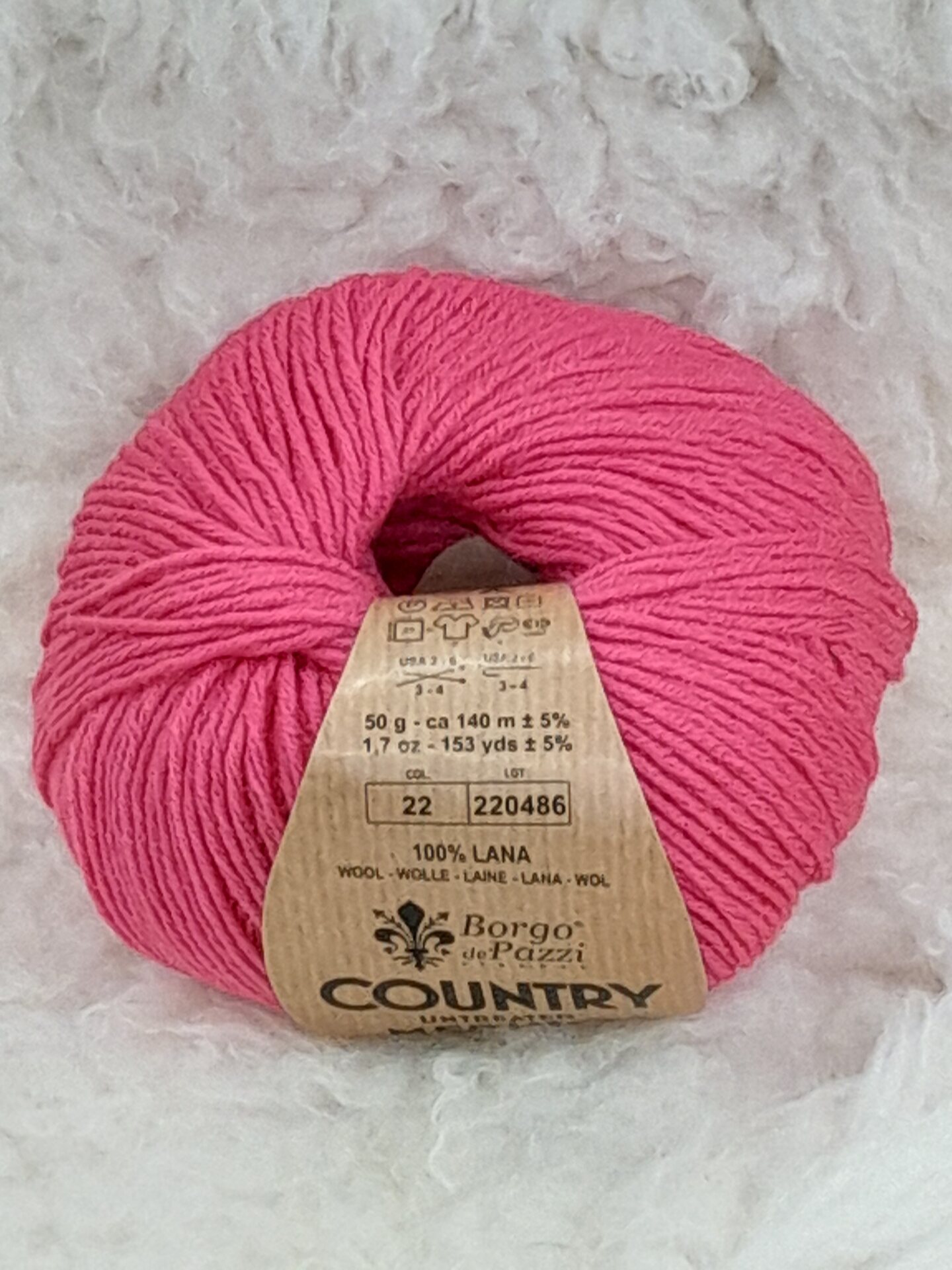 Borgo De Pazzi Country merino 22 tumma pinkki