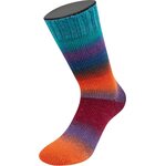 Lana Grossa Meilenweit 100 Color Mix Sparks 7616 Lachsrot/Dunkelblau/Royal/Türkis/Rotviolett/ Fuchsia