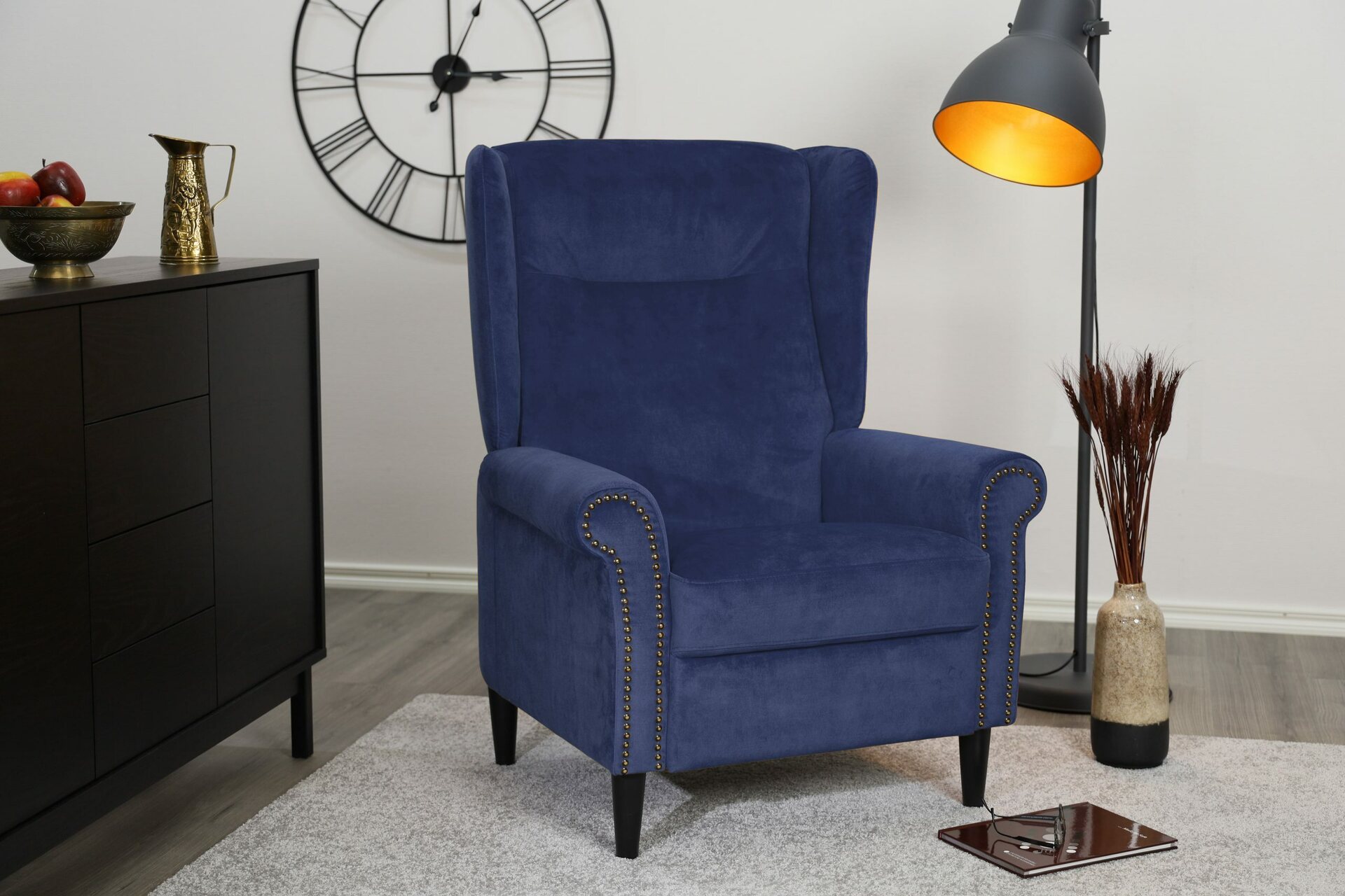 Huonekalukeidas-mallisto Madeleine lepotuoli Mea Tumma Sininen 10