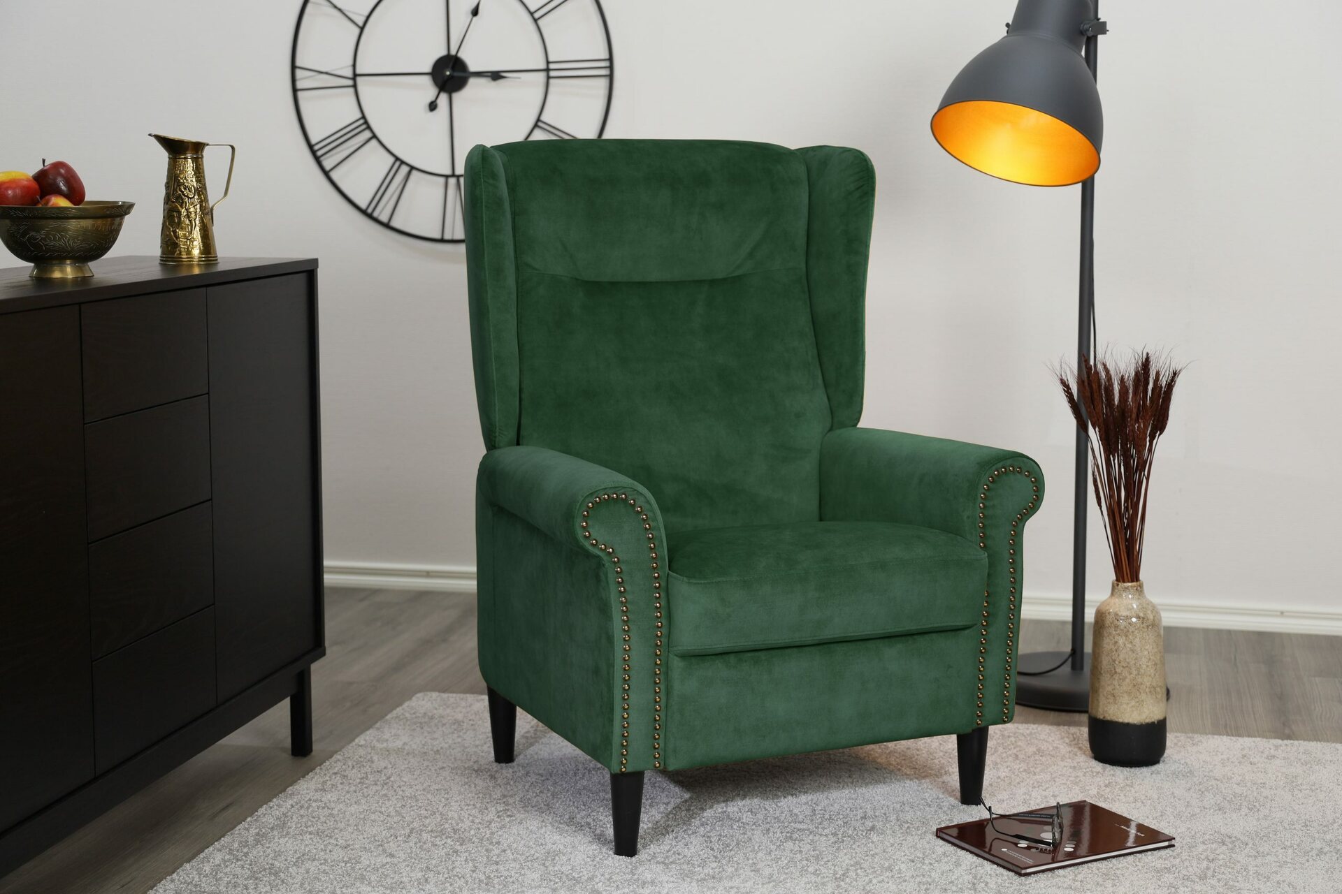 Huonekalukeidas-mallisto Madeleine lepotuoli Mea Metsänvihreä 751