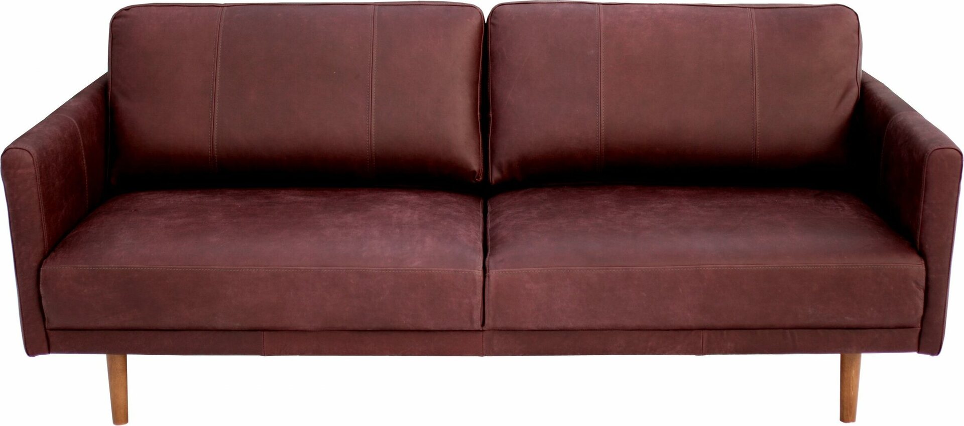 Huonekalukeidas-mallisto Saimaa 197cm, 3-istuttava. Aniliini-kokonahkaverhoilulla Dubay Oxblood 07 (suojalakattu)