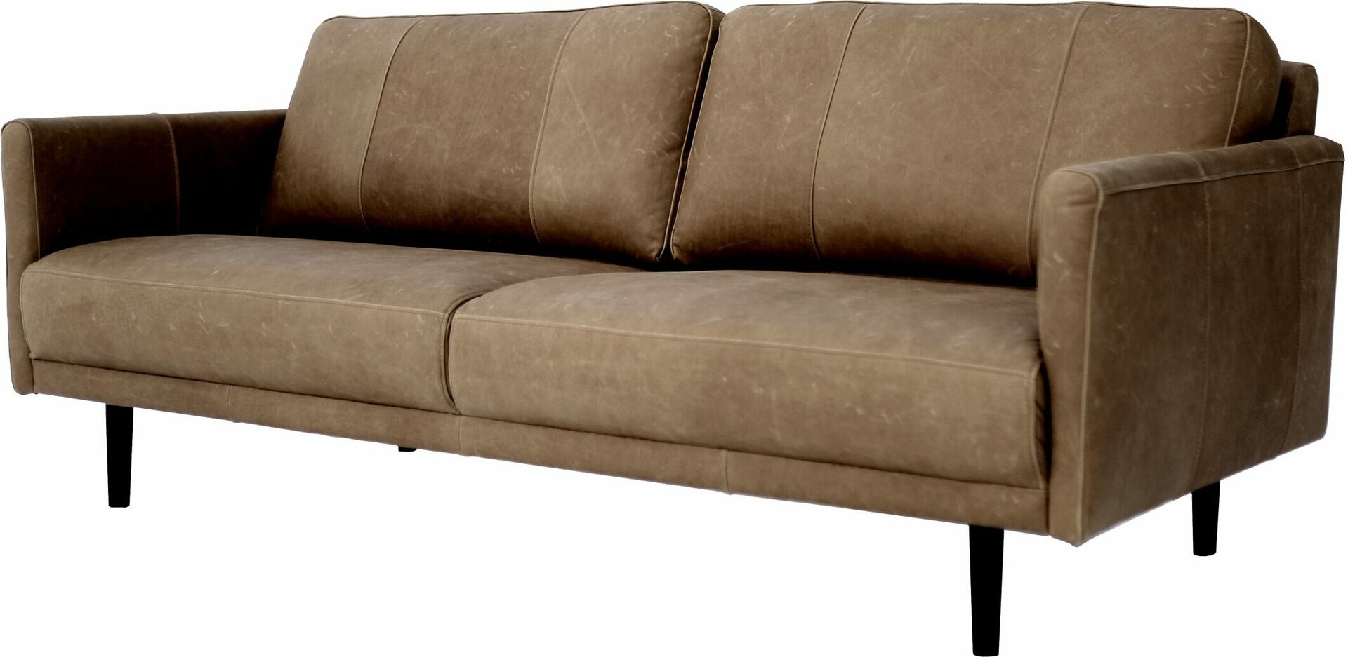 Huonekalukeidas-mallisto Saimaa 197cm, 3-istuttava. Aniliini-kokonahkaverhoilulla Vintage Arizona