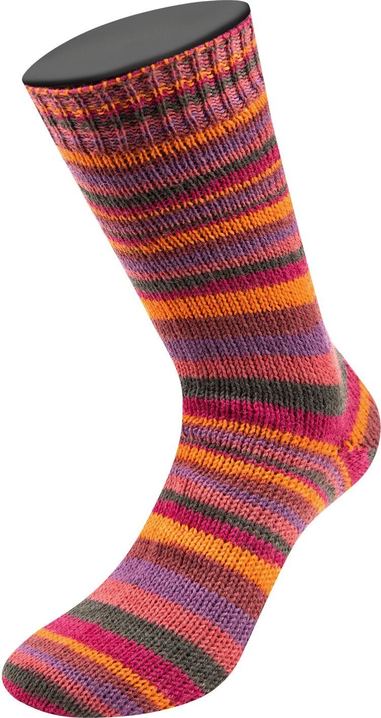 Lana Grossa Meilenweit Print, 8-säikeinen sukkalanka 9975 Asternrot/Orange/Burgund/Violett/Rot/Anthrazit