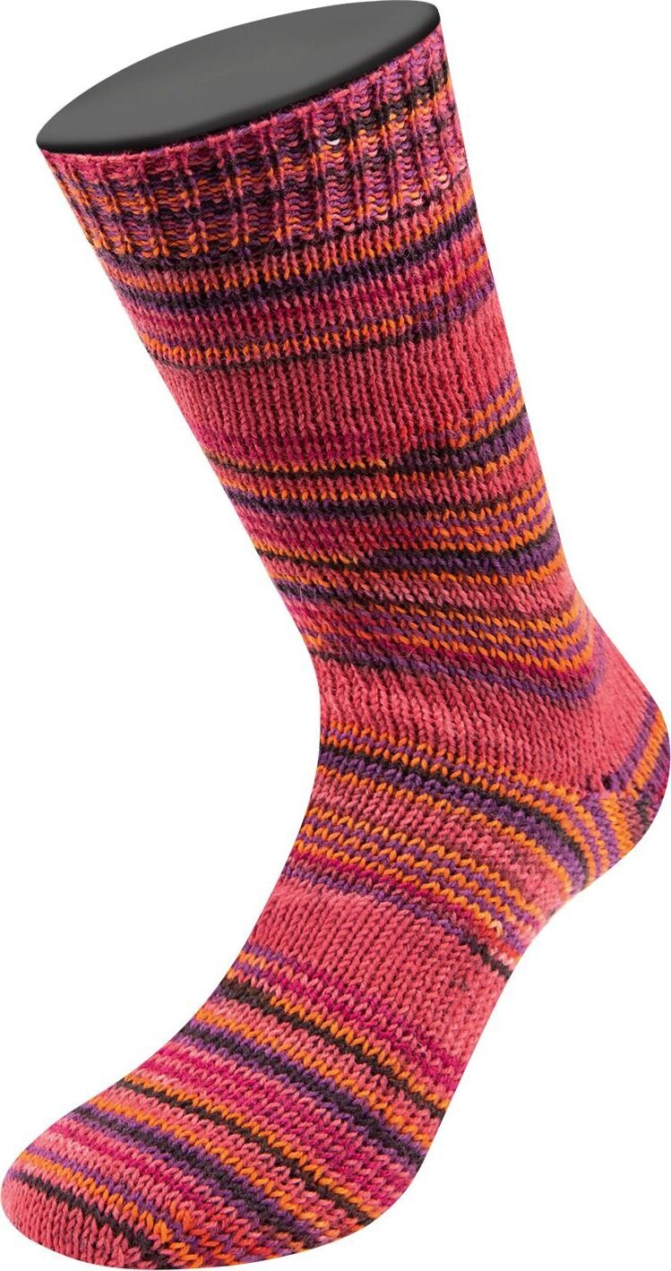 Lana Grossa Meilenweit Print, 8-säikeinen sukkalanka 9979 Rot/Orange/Burgund/Violett/Asternrot/Anthrazit/ Dunkelbrau
