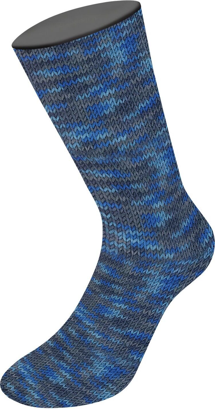 Lana Grossa Meilenweit Print, 8-säikeinen sukkalanka 9982 Mittel-/Dunkelgrau/Mittel-/Kobaltblau