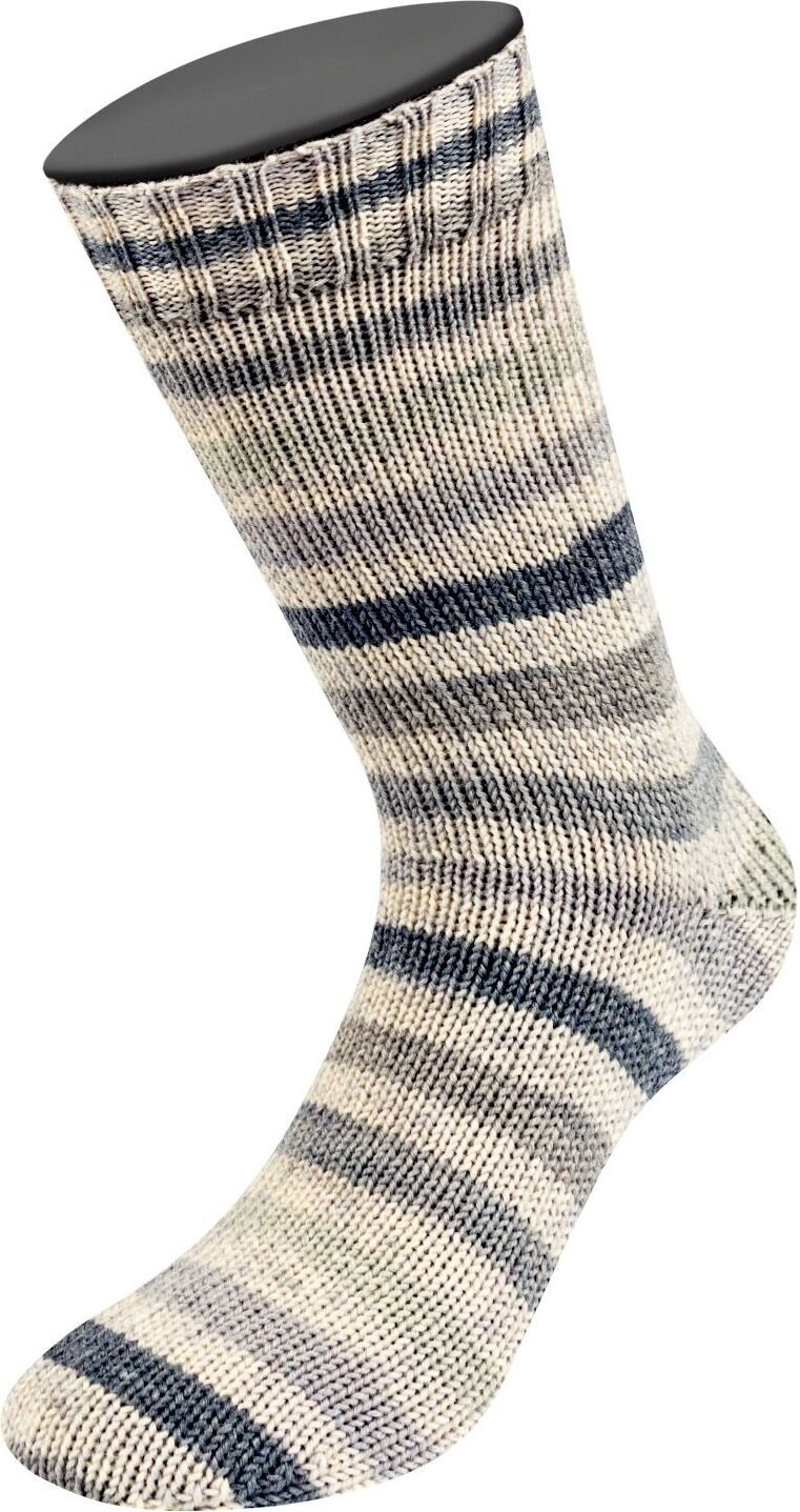 Lana Grossa Meilenweit Print, 8-säikeinen sukkalanka 9986 Natur/Hell-/Maus-/Dunkelgrau