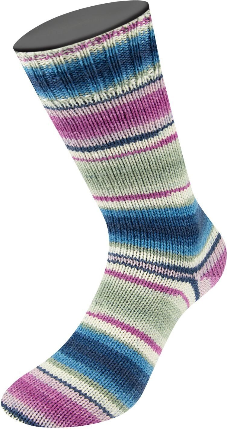 Lana Grossa Landlust Die Sockenwolle 4-ply 118 Hellgrau/Ecru/Fuchsia/Blau