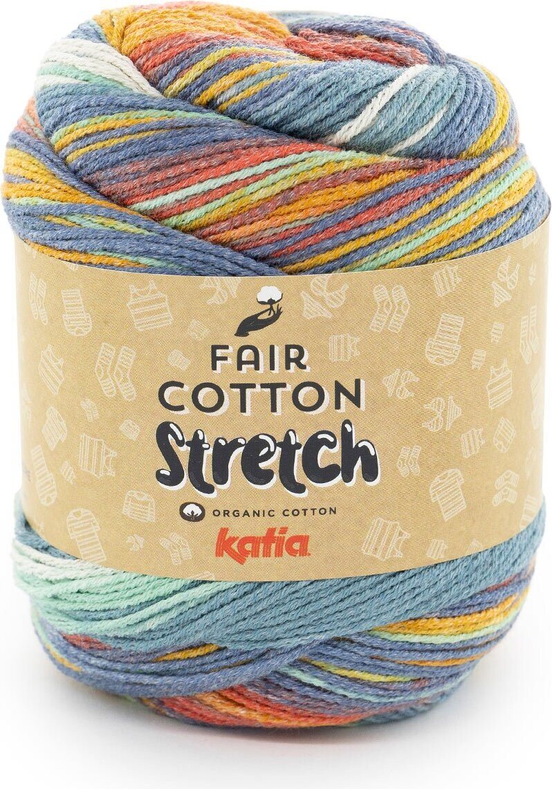 Katia Fair Cotton Strech 102 - Coral-Yellow-Petrol