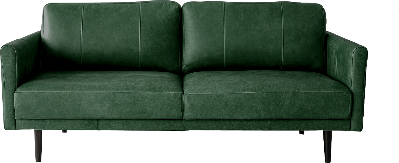 Huonekalukeidas-mallisto Saimaa 3-istuttava 197cm aniliini-kokonahkaverhoilulla Bottle Green