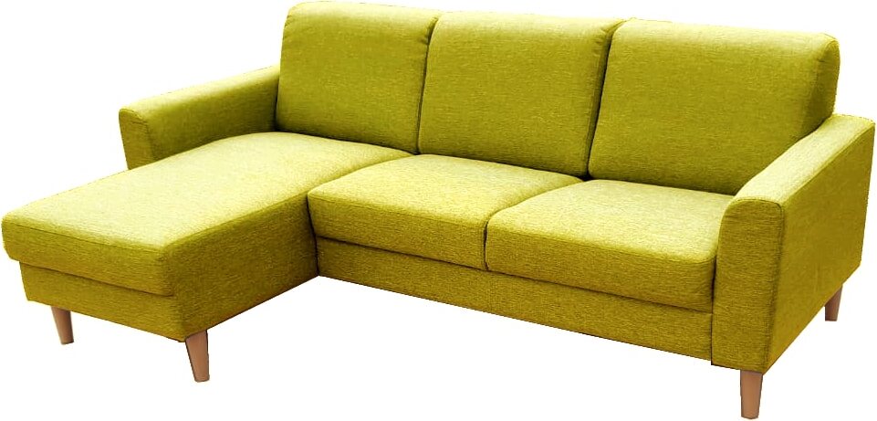 Huonekalukeidas-mallisto Hovi Divaanisohva, Sakura-kankaalla Divaani edestäkatsoen vasemmalla