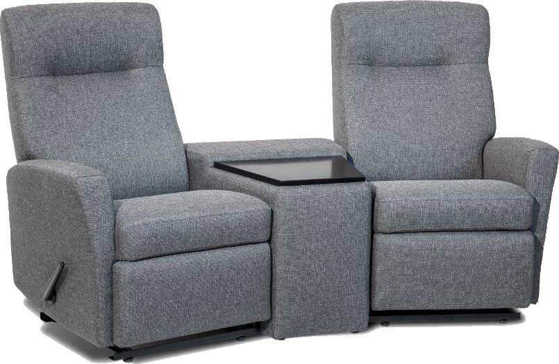 Huonekalukeidas-mallisto Kick-kotiteatterisohva, kulmakonsolilla Sakura 991 Tumman harmaa