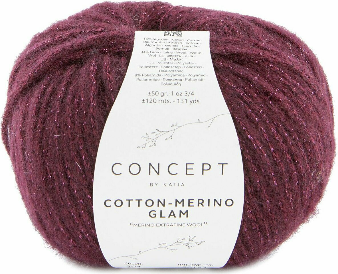 Katia Cotton Merino Glam 304 - Burgundy red