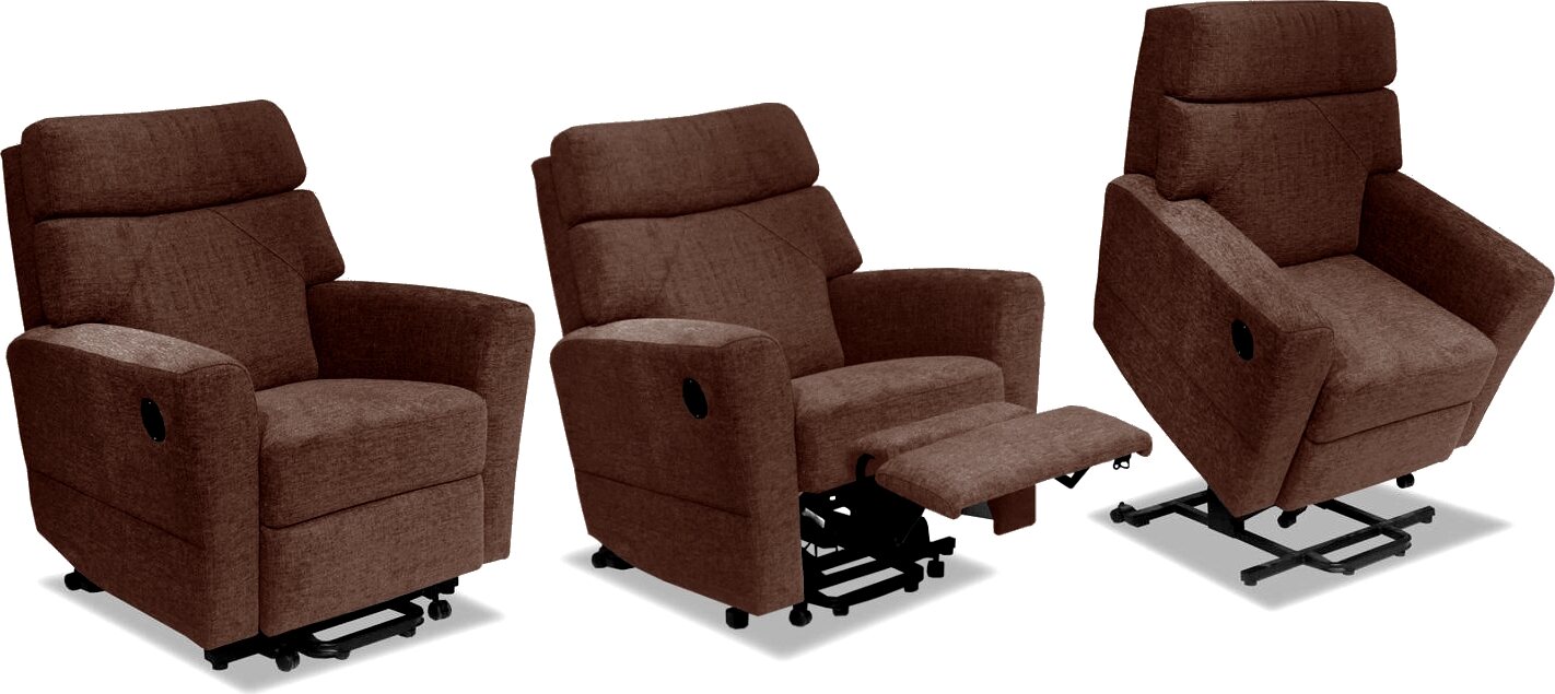 Huonekalukeidas-mallisto Herttua, avustava nostotuoli. Sähkösäätöinen. Toscana ruskea