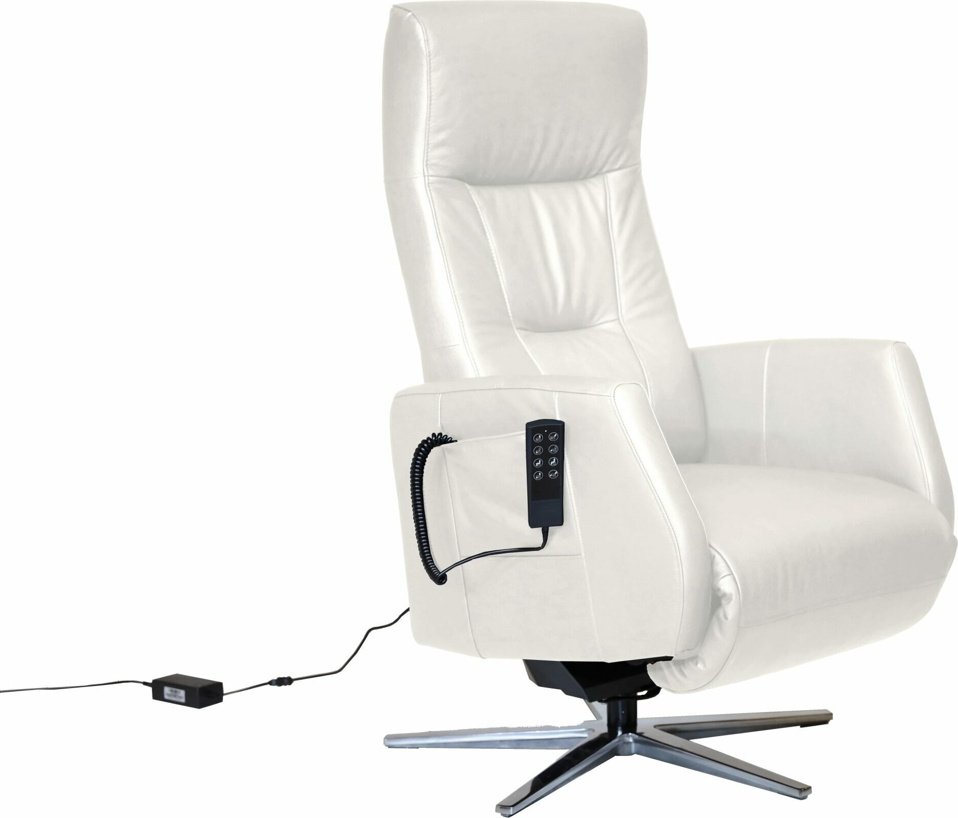 Huonekalukeidas-mallisto Delta, Avustava-nostotuoli. Sähkösäätöinen. Kokonahka Natural White 0123