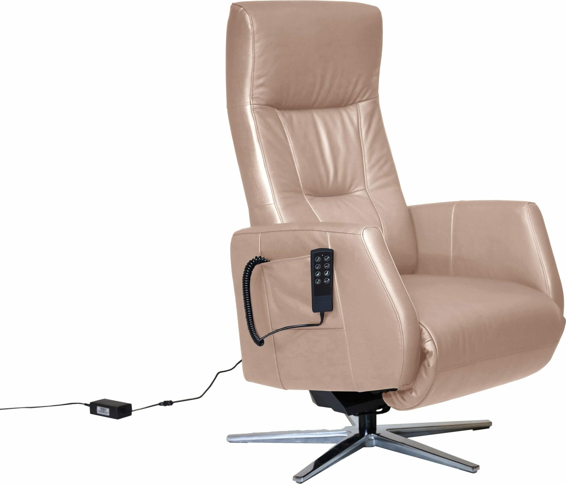 Huonekalukeidas-mallisto Delta, Avustava-nostotuoli. Sähkösäätöinen. Kokonahka Natural Fine Khaki 0222