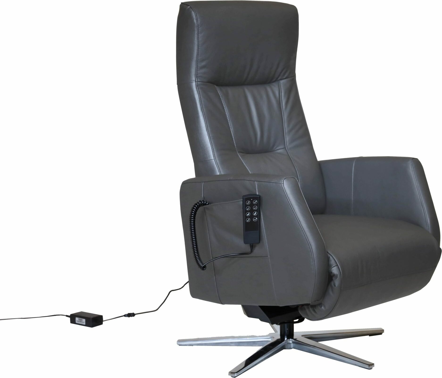 Huonekalukeidas-mallisto Delta, Avustava-nostotuoli. Sähkösäätöinen. Kokonahka Natural Fine Gargoyle 0787