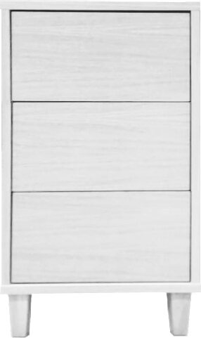 Tammisto 3-laatikkoinen kapea lipasto/yöpöytä. 41,8 cm leveä ja 72 cm korkea. Yksivärinen. Useita eri värivaihtoehtoja. Valkolakattu