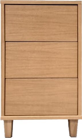 Tammisto 3-laatikkoinen kapea lipasto/yöpöytä. 41,8 cm leveä ja 72 cm korkea. Yksivärinen. Useita eri värivaihtoehtoja. Tammi