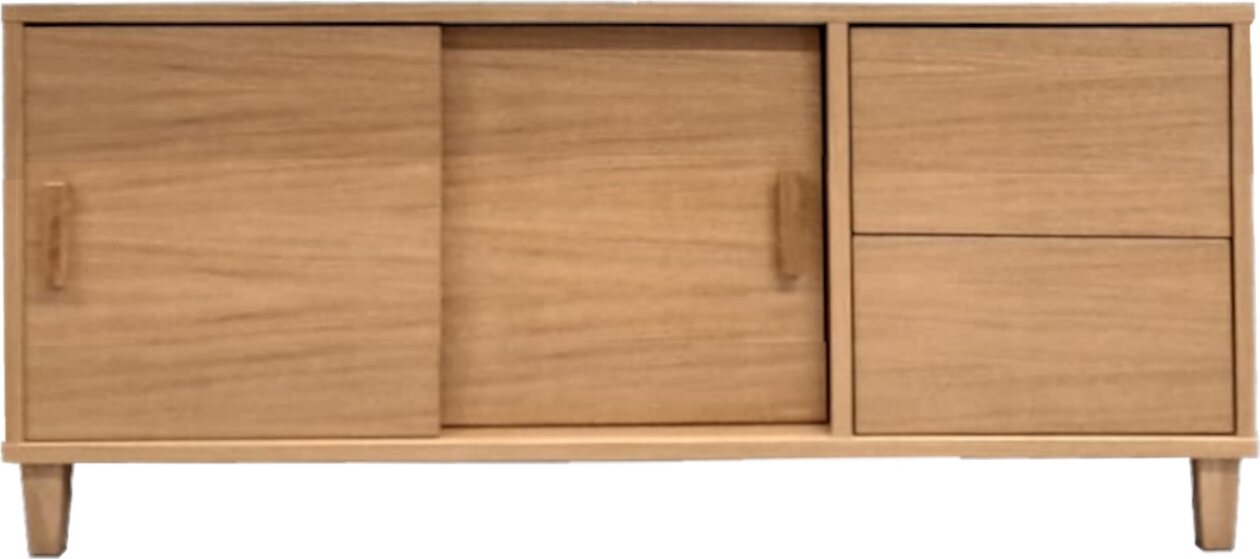 Tammisto Tv-taso 2-ovea ja 2-laatikkoa. 121 cm leveä ja 52,7 cm korkea. Yksivärinen. Useita eri värivaihtoehtoja. Tammi