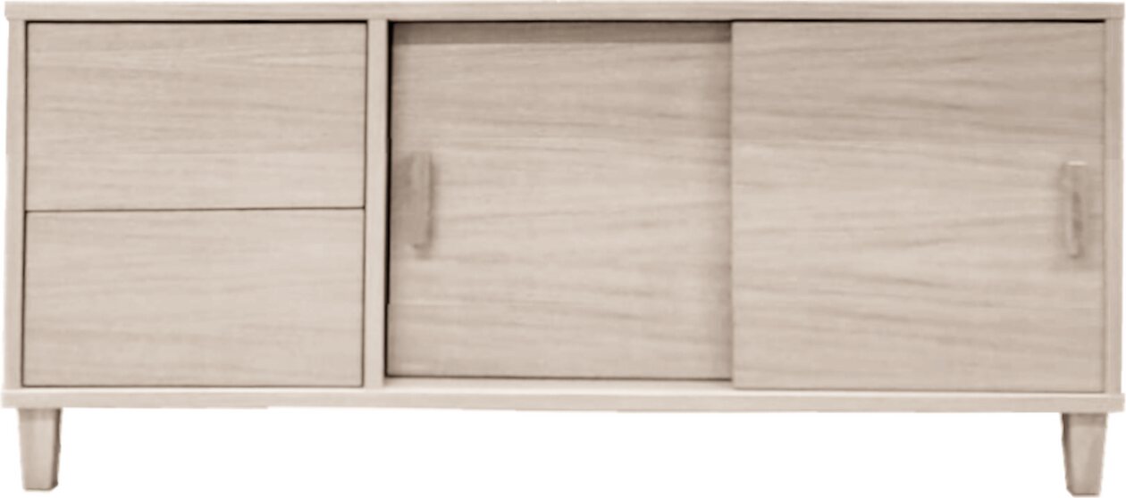 Tammisto Tv-taso 2-ovea ja 2-laatikkoa. 121 cm leveä ja 52,7 cm korkea. Yksivärinen. Useita eri värivaihtoehtoja. Valkaistu tammi