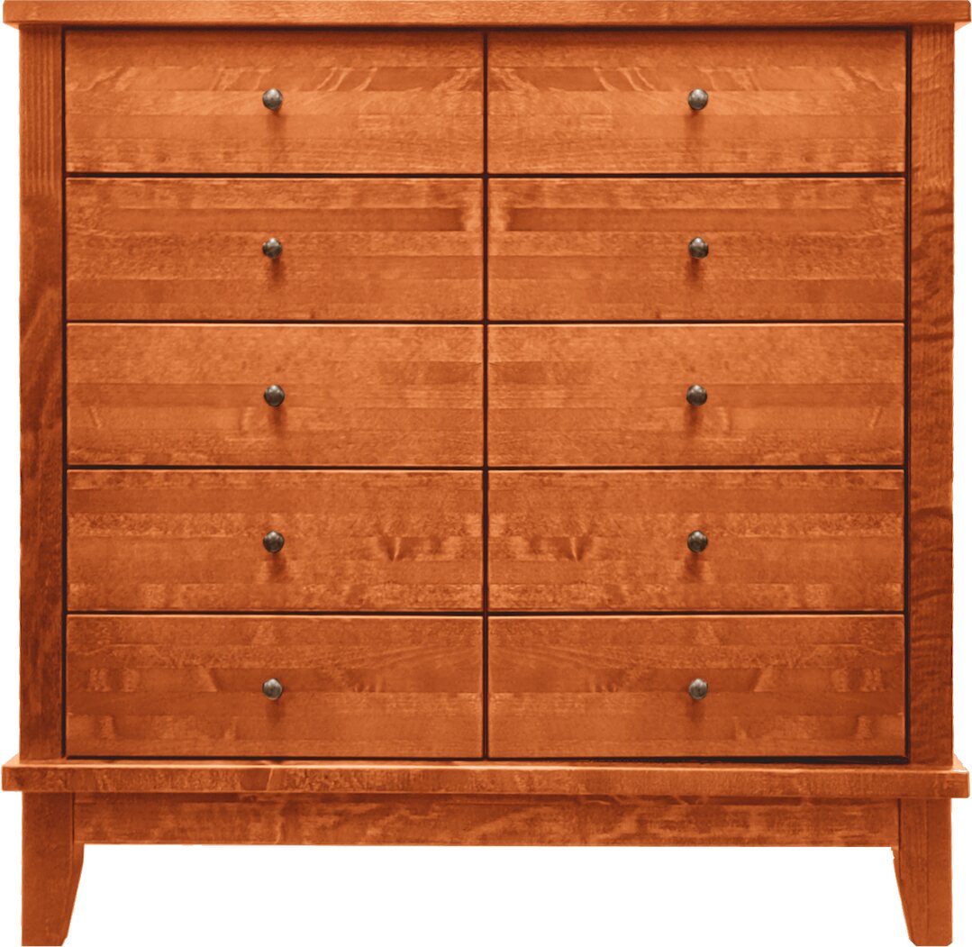 Lintula Björkman-lipasto. 10-laatikkoa. Leveys: 90 cm ja korkeus: 87 cm. Useita eri värivaihtoehtoja. Kirsikka