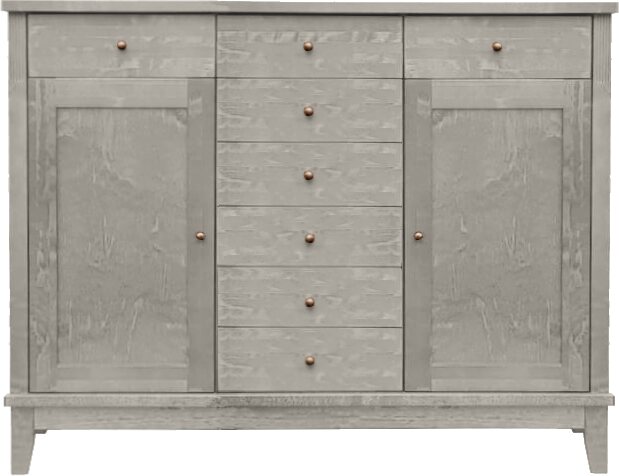 Lintula Björkman-senkki. 2-ovea ja 8-laatikkoa. Leveys: 130 cm ja korkeus: 101 cm. Useita eri värivaihtoehtoja. Kuultoharmaa