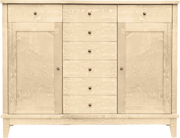 Lintula Björkman-senkki. 2-ovea ja 8-laatikkoa. Leveys: 130 cm ja korkeus: 101 cm. Useita eri värivaihtoehtoja. Lakattu Koivu