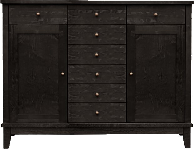 Lintula Björkman-senkki. 2-ovea ja 8-laatikkoa. Leveys: 130 cm ja korkeus: 101 cm. Useita eri värivaihtoehtoja. Tumma Wenge