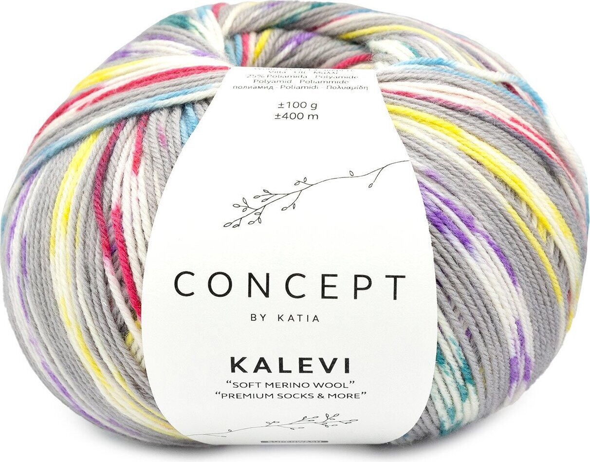 Katia Kalevi Socks 200 - Grey-Lilac-Fuchsia-Yellow