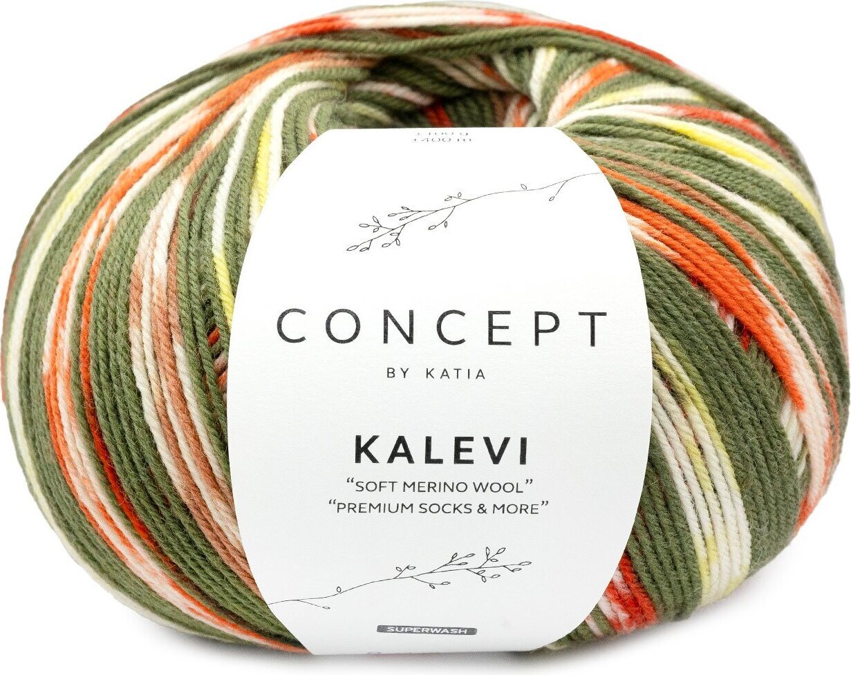 Katia Kalevi Socks 203 - Khaki -Orange-Yellow