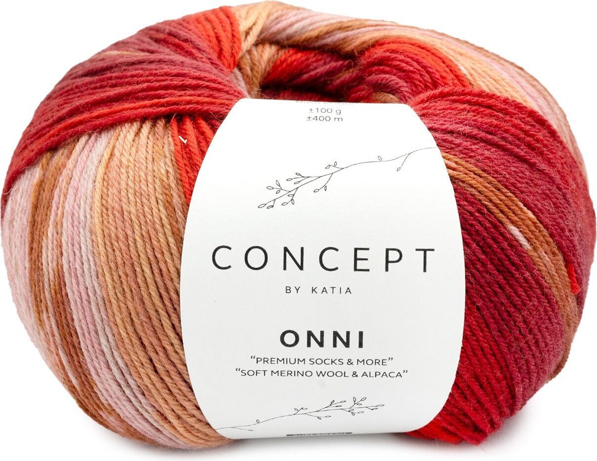 Katia Onni Socks 404 - Red-Camel-Yellow