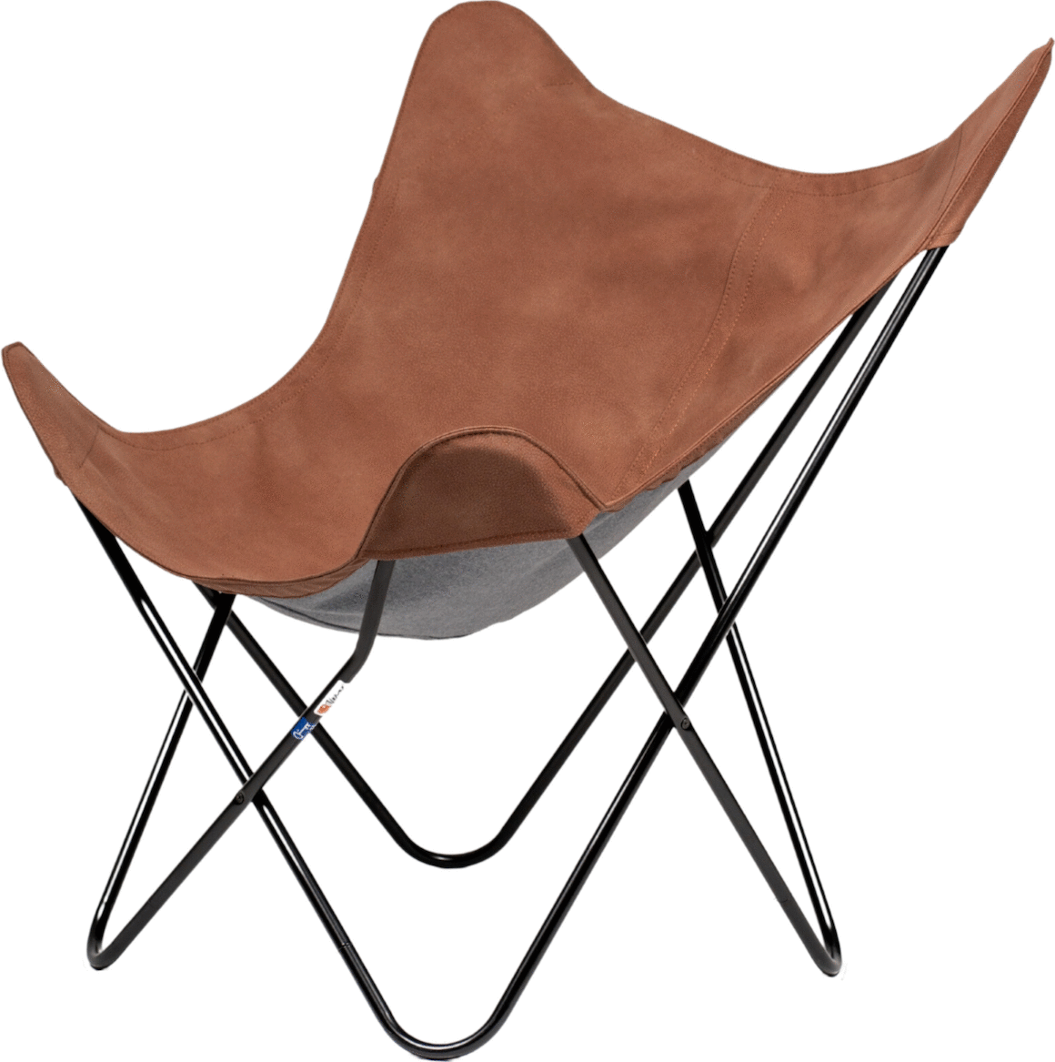 Huonekalukeidas-mallisto Varax lepakkotuolin runko ja keinonahka päällinen. Ruskea nahkajäljitelmä