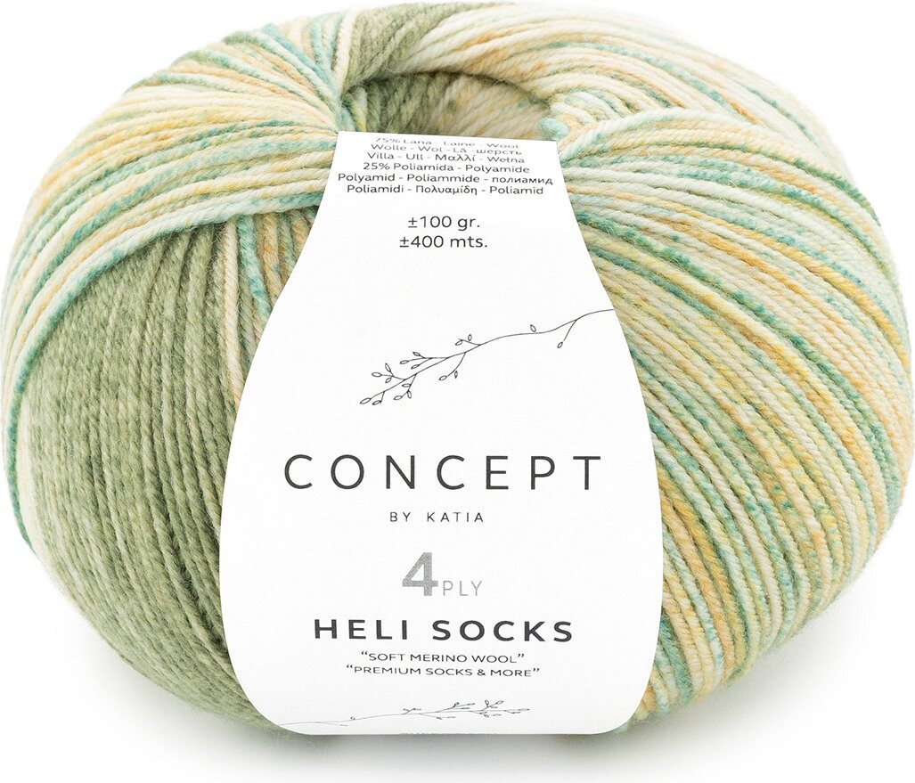 Katia Heli Socks 306 - Khaki -Petrol-Ochre