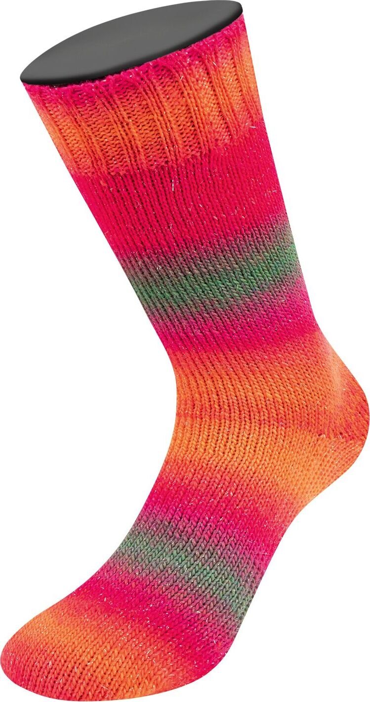 Lana Grossa Meilenweit 100 Color Mix Sparks 7613 Graubraun/Dunkelrot/Rot/Koralle/Fuchsia