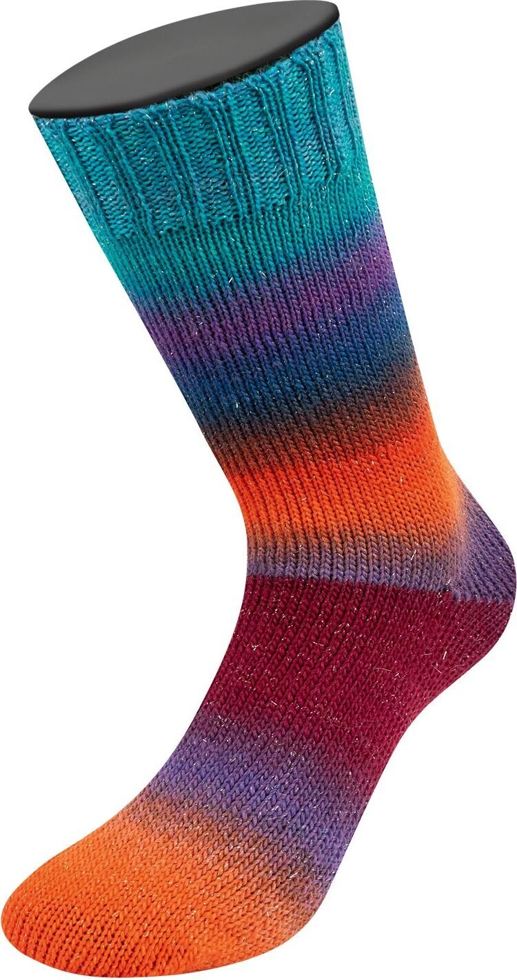 Lana Grossa Meilenweit 100 Color Mix Sparks 7616 Lachsrot/Dunkelblau/Royal/Türkis/Rotviolett/ Fuchsia