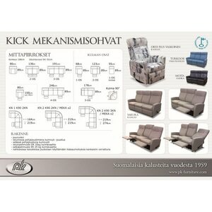 Huonekalukeidas-mallisto Kick-mekanismisohva, Sakura-kankaalla