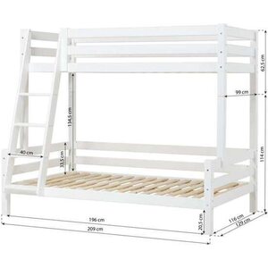 Hoppekids ECO Luxury kerrossänky 90/120x200cm, valkoinen