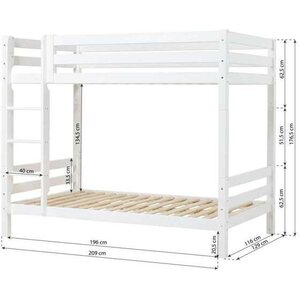 Hoppekids ECO Luxury korkea kerrossänky 120x200cm - valkoinen